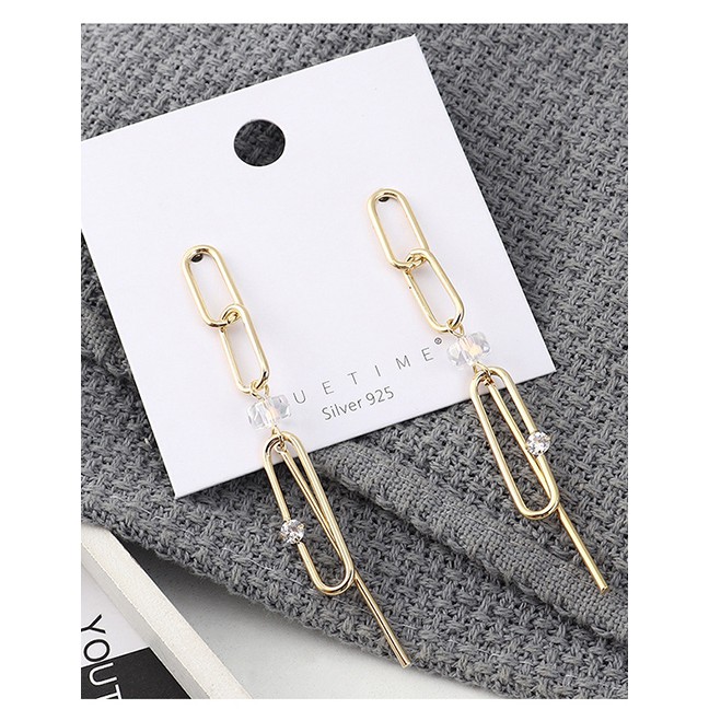 LRC Anting Tusuk Fashion Gold Plated Gold-plated Euro Chain Tassel S925 Silver Needle Earrings D6278