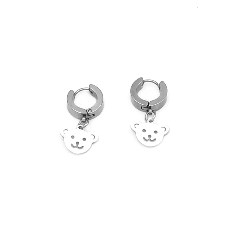 Titanium Steel Hollow Bear Earrings Accessories Simple Korean Style Cute