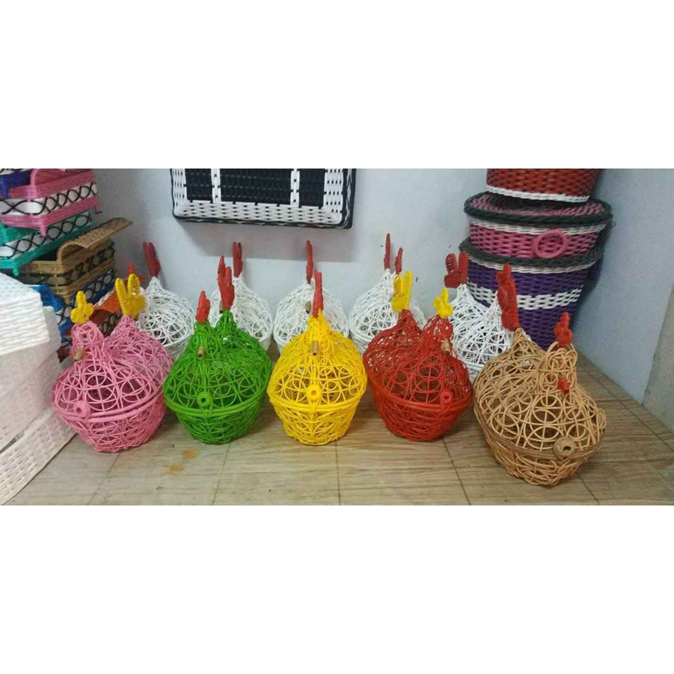 Tempat telur ayam besi rotan Cirebon
