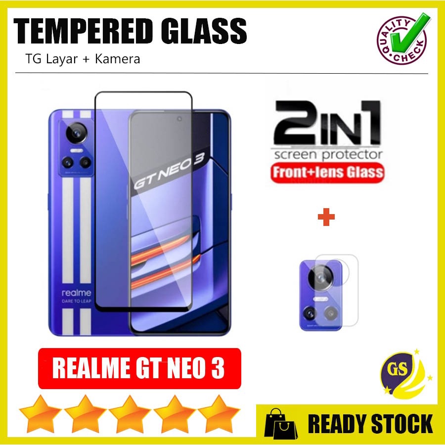 Tg Tempered Glass Realme 9i C30 C35 C31 C55  / Realme Narzo 50A Prime 2022 / REALME GT NEO 3 / 3T Full Cover + Anti Gores Kamera Full Cover Layar