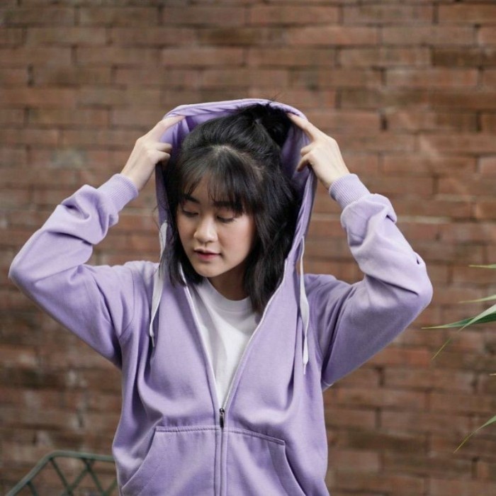 Jaket Wanita HOODIE ZIPPER JAKET POLOS UNGU MUDA / LILAC PRIA & WANITA - M(X2I3) TERBARU Hoodie Wani