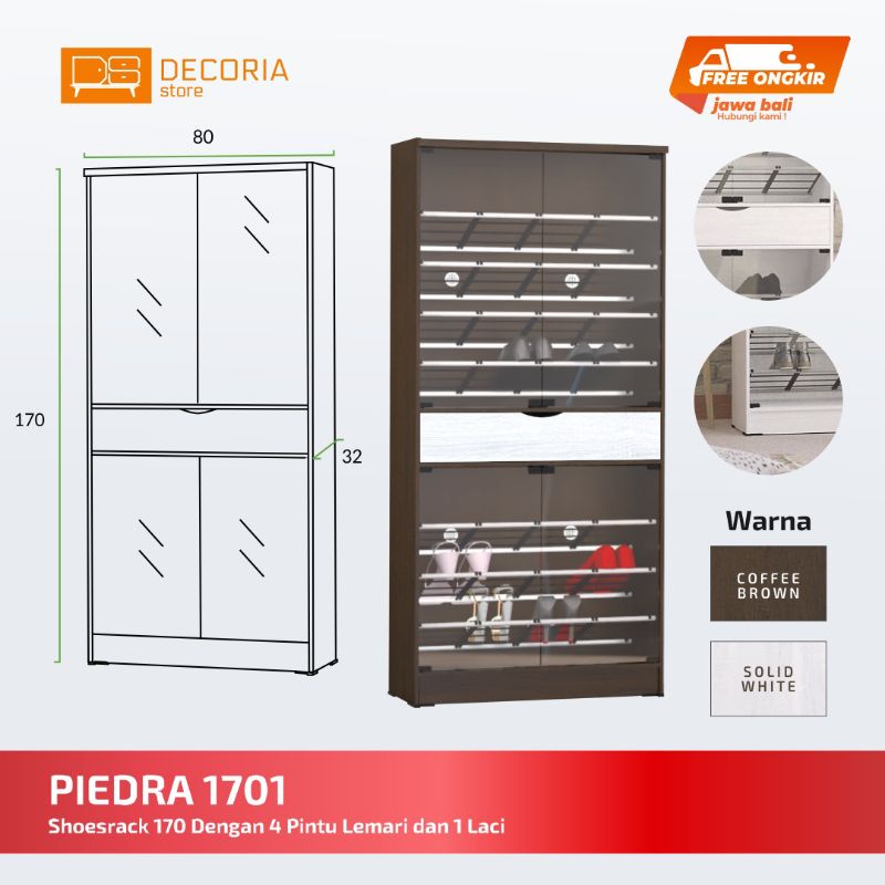 LEMARI SEPATU PINTU KACA 1701 MURAH / PIEDRA SHOESRACK 1701