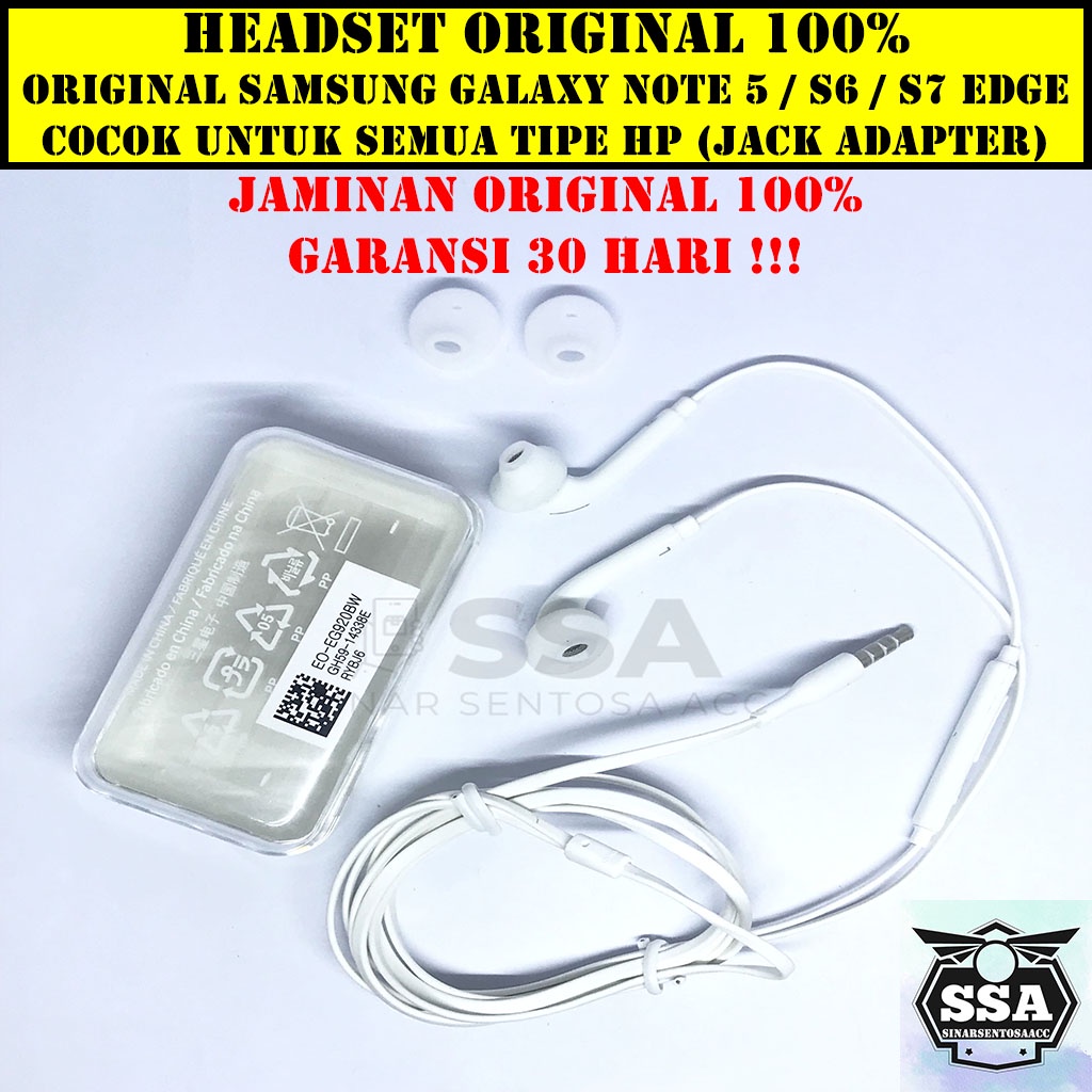 Headset Original 100% Samsung Galaxy Note 5 S6 S7 Edge Plus Handsfree Ori Murah Garansi Jaminan Awet