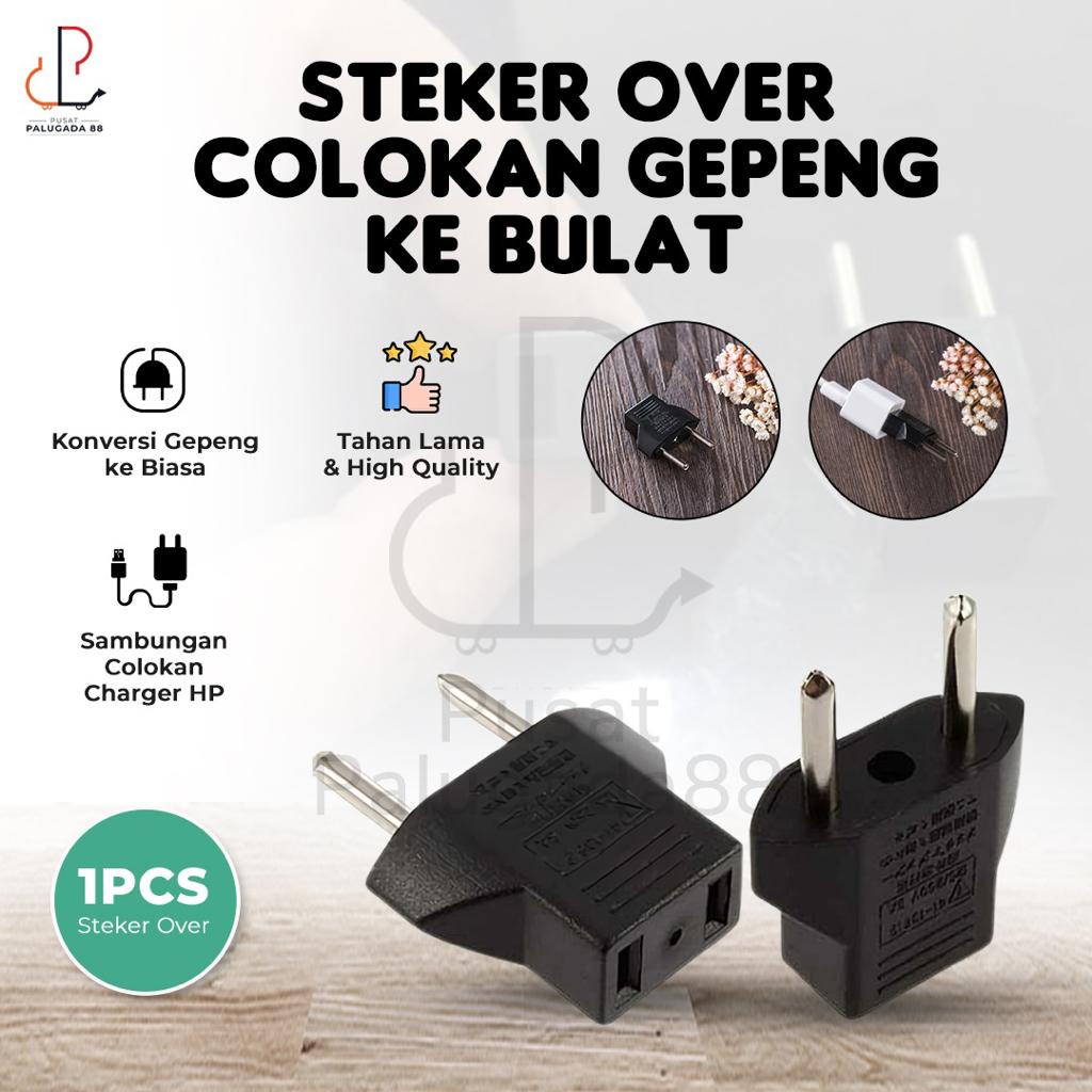 Over Steker Colokan Listrik Gepeng Pipih Ke Bulat Adaptor Adapter US to EU stopkontak xiaomi