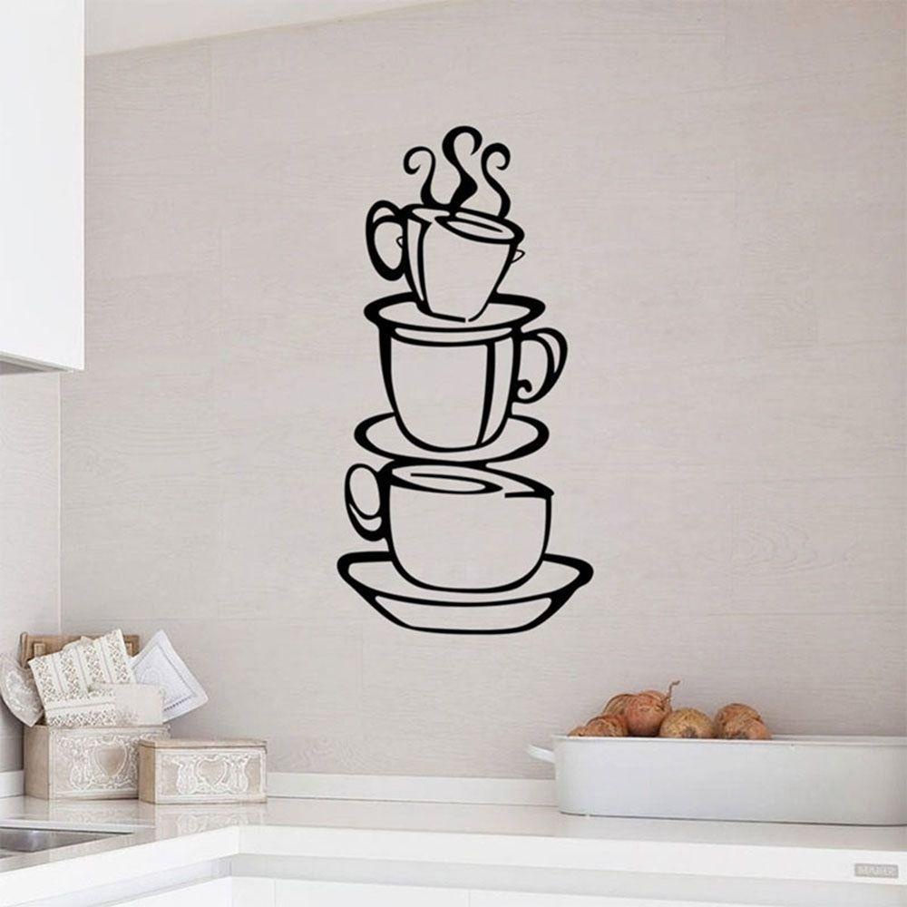 【 ELEGANT 】 Stiker Dinding New Arrival Fashion Panas Cafe Cangkir Teh Rumah Decals Vinyl Art Mural Pub Stiker Kamar Tidur Dinding Seni Wall Paper