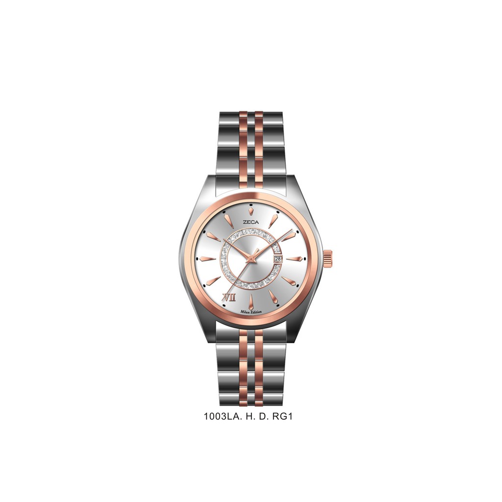 Zeca  Jam Tangan Wanita Stainlees Stell Analog Original Bergaransi Anti Air 1003LA silver rosegold