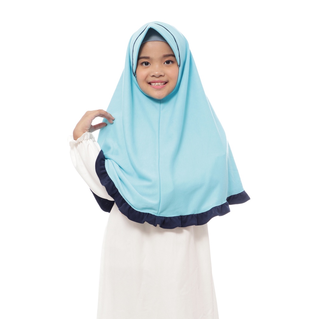 Khimar anak polos Bergo renda daily jilbab instan bahan adem kerudung remaja hijab pad anak sekolah