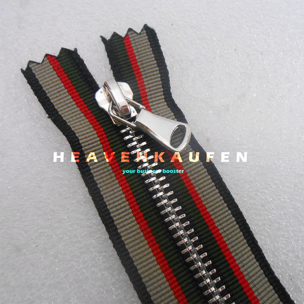 Resleting Zipper 15 cm (6 inch) Kain Strip Warna - Gigi Besi Silver Harga Per Biji