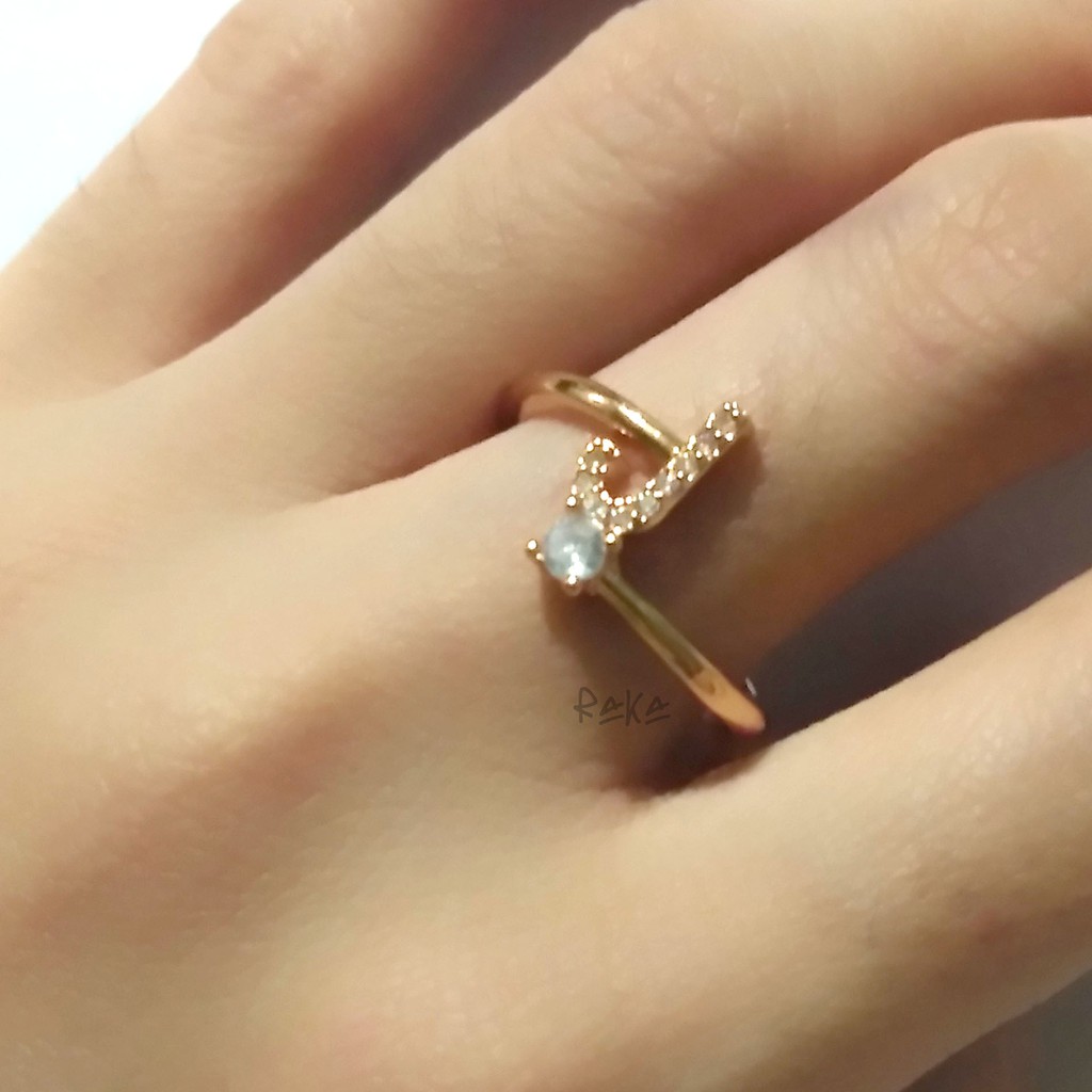 Raka Acc - Cincin Huruf / Abjad / Inisial Berlian Ring Xuping Gold / Emas Perhiasan Wanita