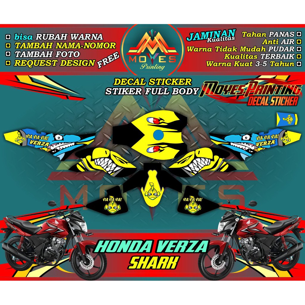 stiker verza decal stiker motor verza stiker verza full body stiker motor honda verza shark kreen