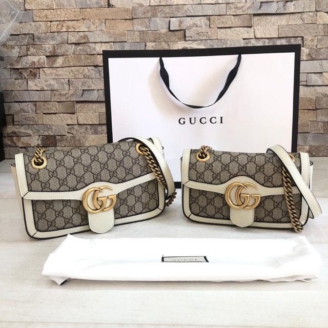 Tas Guccii Marmont Canvas Lis Kulit SUPERMIRROR