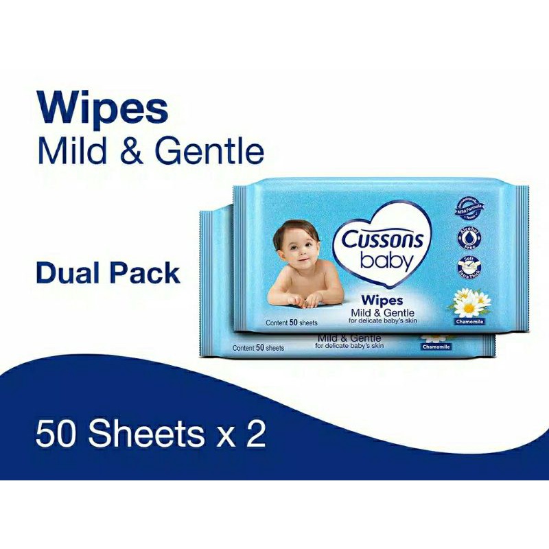 Cussons baby wipes / tissue basah bayi Mild &amp; Gentle 50sheet tissue bayi murah