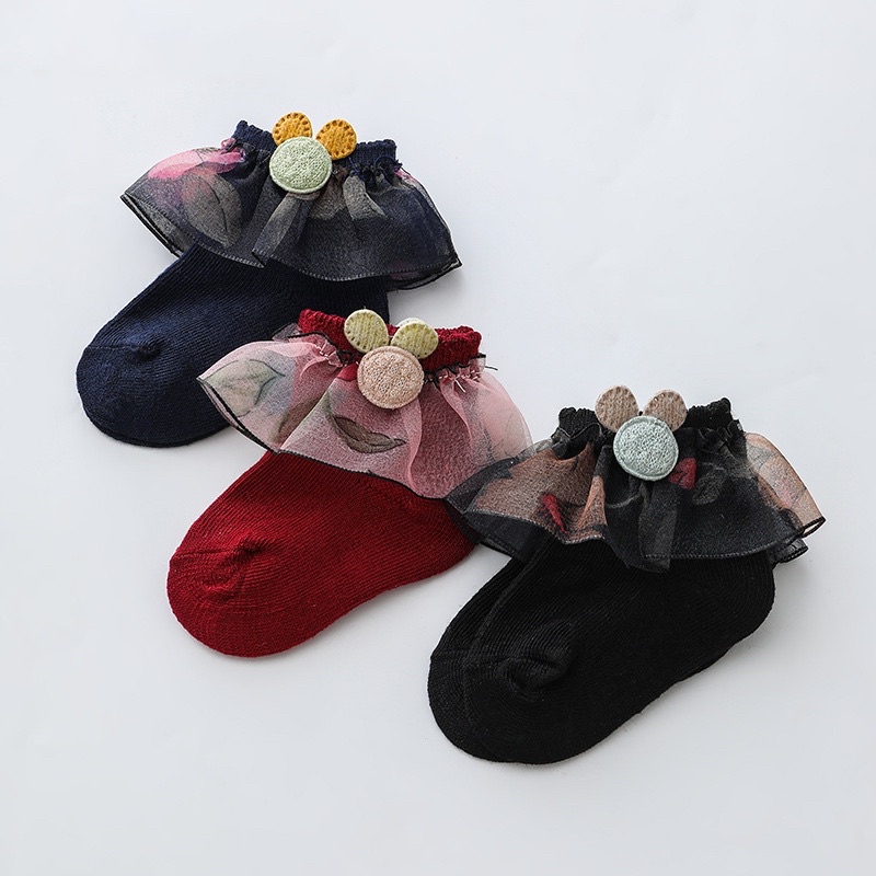 Kaos Kaki Anak Bayi Perempuan  Model Dark Leaf / Baby Cute Socks