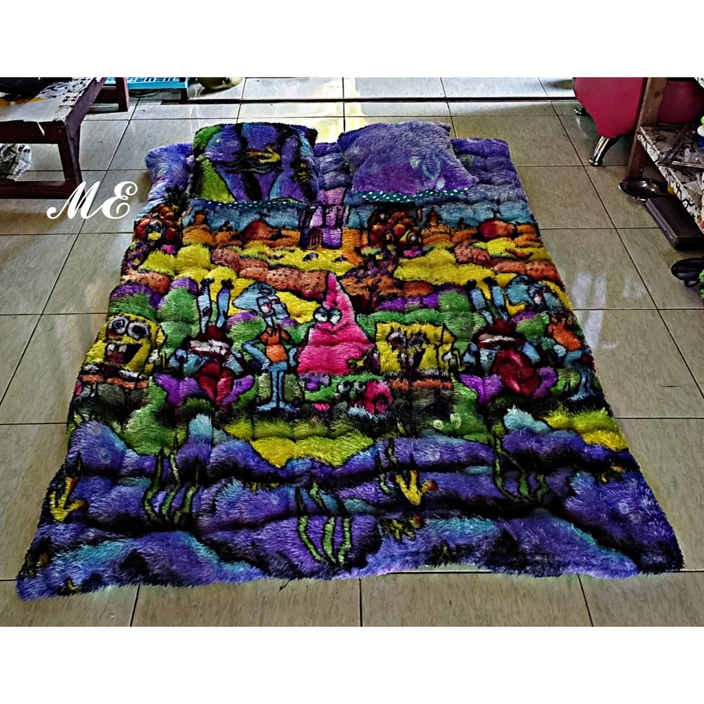 KASUR BULU TEBAL UKURAN 135x175 CM BONUS 2 BANTAL