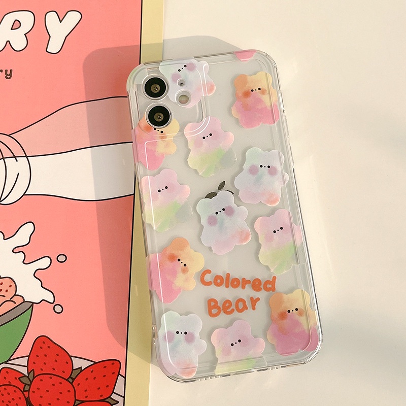 Soft Case TPU Transparan Motif Beruang Lucu Untuk Iphone 7 8 PLUS X XR XS 11 12 13 MINI PRO MAX SE 2020