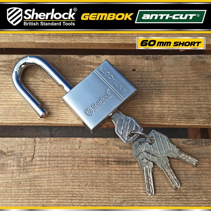 Gembok Original Sherlock Tools ANTI CUT 60 mm Pendek