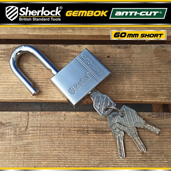 Gembok Original Sherlock Tools ANTI CUT 60 mm Pendek