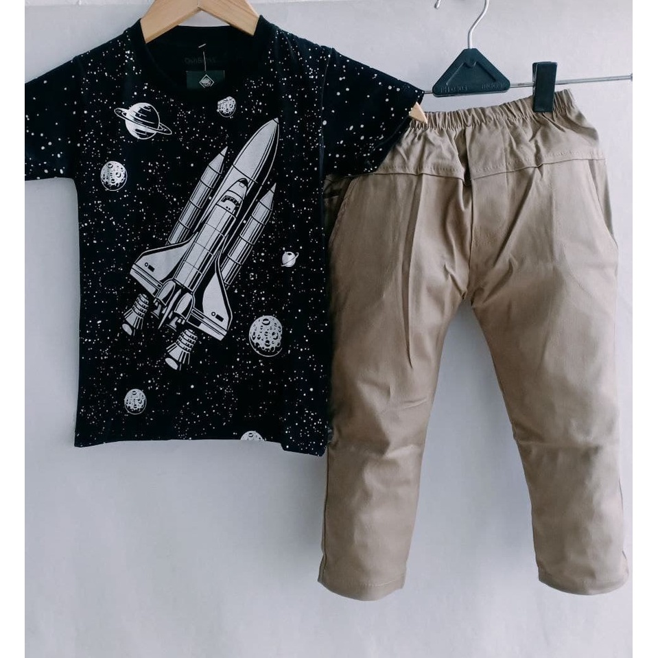 COD BAJU STELAN ANAK LAKI LAKI KAOS DISTRO DAN CELANA CHINO PANJANG USIA 1-10 THN PART 2-6