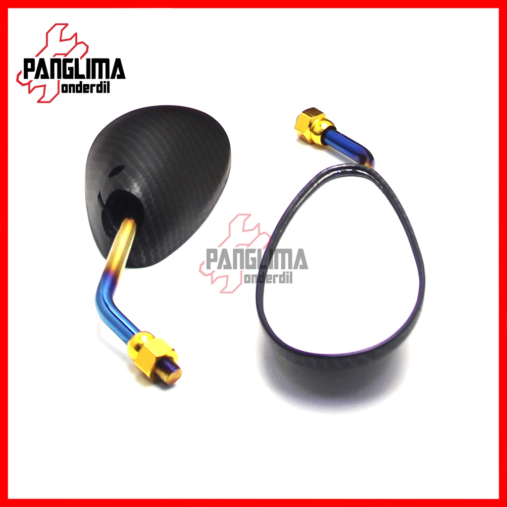 Spion Mini Model Satria FU Satria FU 150 Carbon-Karbon Twotone Drat Honda &amp; Yamaha Spion-Sepion-Kaca Mini-Kecil Besi Set Variasi Beat-Vario-Mio-Grand