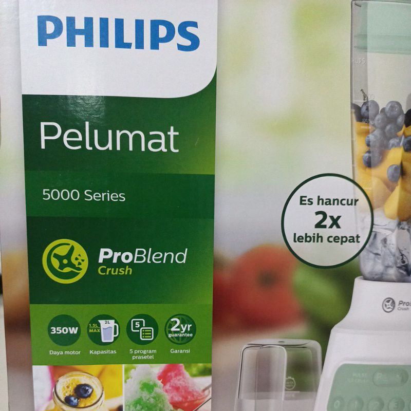 BLENDER PHILIPS 5000 SERIES HR2221 HR 2221 PLASTIK TIPE BARU MELEMBUTKAN ES SELEMBUT SALJU GARANSI RESMI