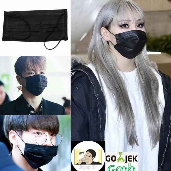 Masker Kain Kasa Hitam / Black KPOP, Import Korea