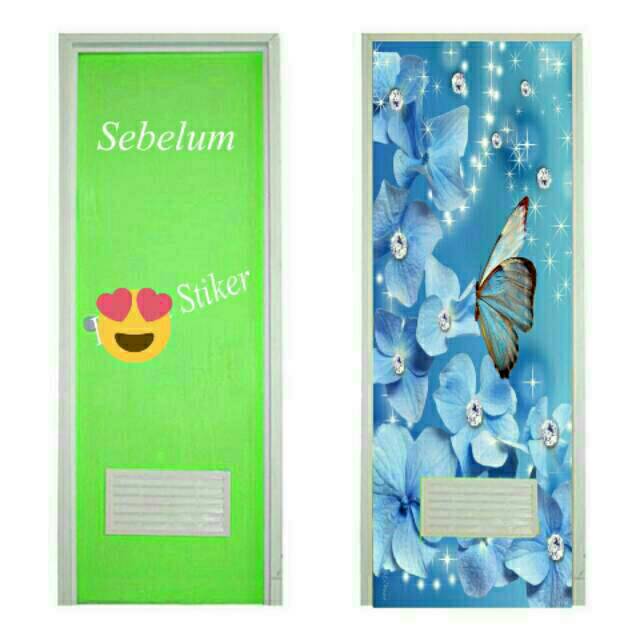 Sticker MURAH pintu kamar mandi motif kupu2 dan telp Sticker MURAH pintu kamar mandi motif kupu2 dan telp