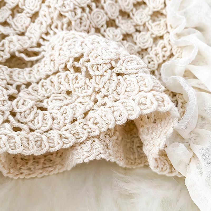 【COD√】#004 Kemeja Wanita Model Hollow Dan Ruffle Lengan Puff Dengan Kerah Persegi-5