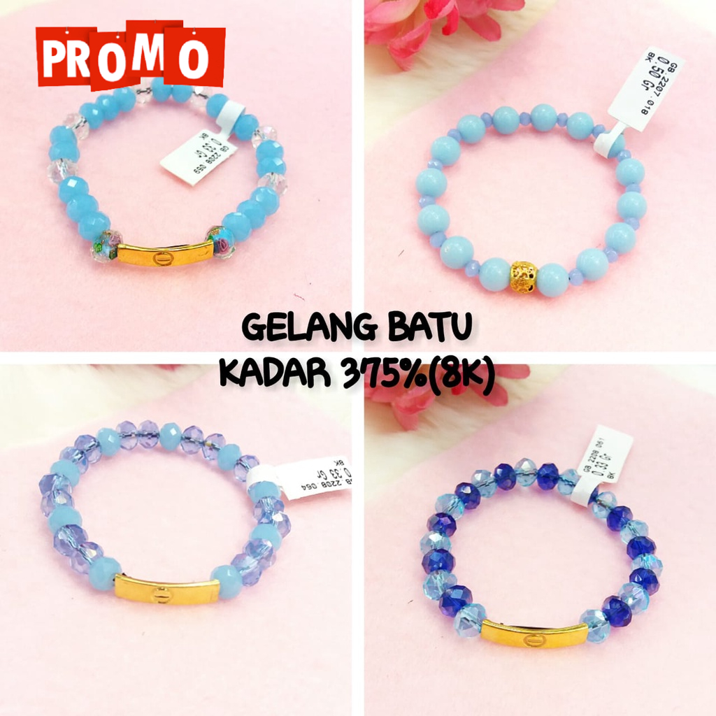 Gelang batu promo fashion kadar 375/8karat simpel elegan