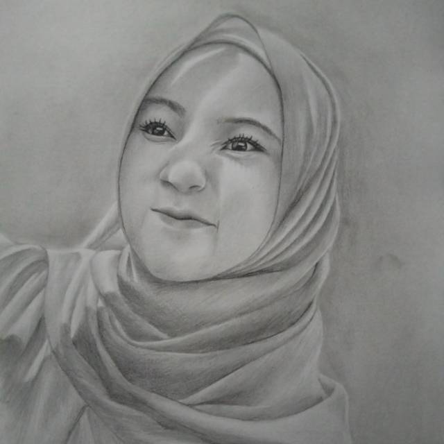 Sketsa wajah pensil ukuran A4 (21x30) FREE BINGKAI