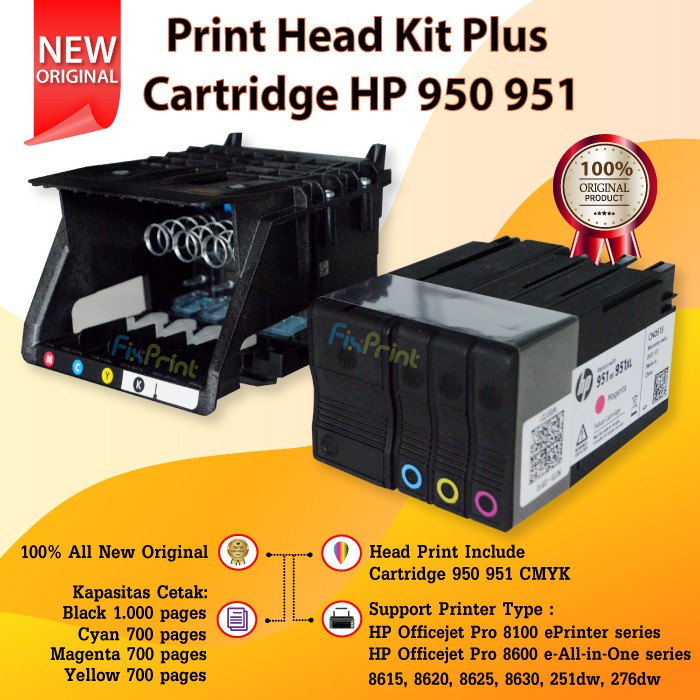 Head Kit Printer HP Officejet Pro 8100 8600 8610 8620 Ink HP 950 951