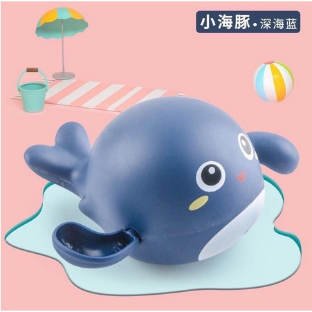 Mainan Mandi Anak Bayi Bentuk Kura Kura Berenang Di Kolam Renang / Bak Mandi Mainan Air Lucu / Mainan Edukasi Anak-Dolphin - Dark Blue