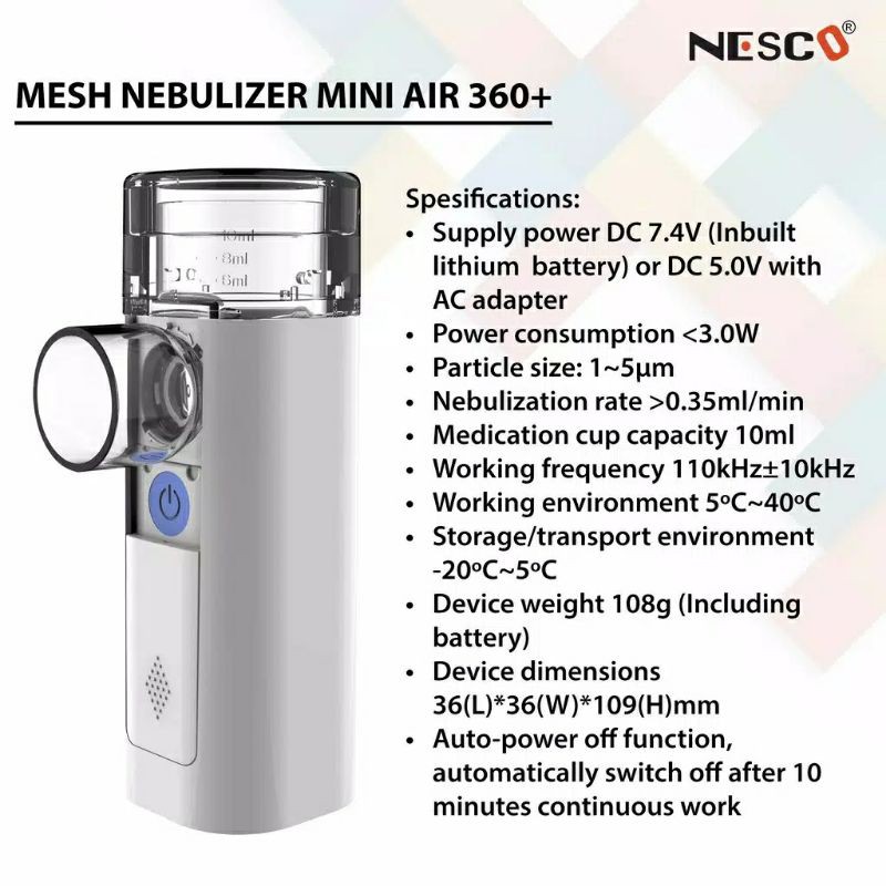 NESCO MESH NEBULIZER FEELLIFE PORTABLE ALAT UNTUK PENDERITA GANGGUAN PERNAPASAN