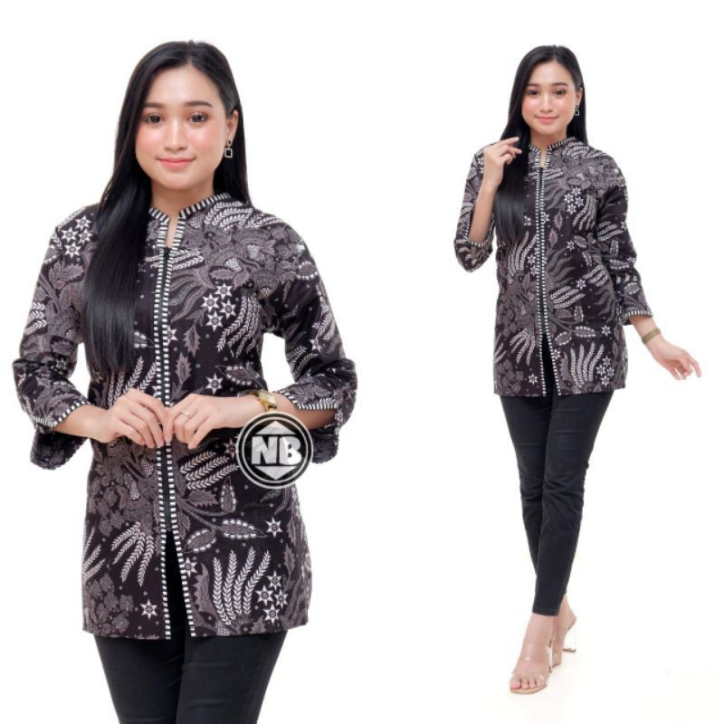 tey-17 Batik wanita ASJ SA HRB026 Kenongo Kemeja Tosca Pendek-2