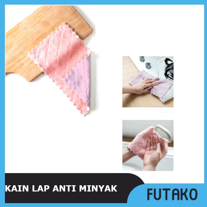 FUTAKO Kain Lap Piring Anti Minyak Bahan Microfiber / Lap Cuci Piring