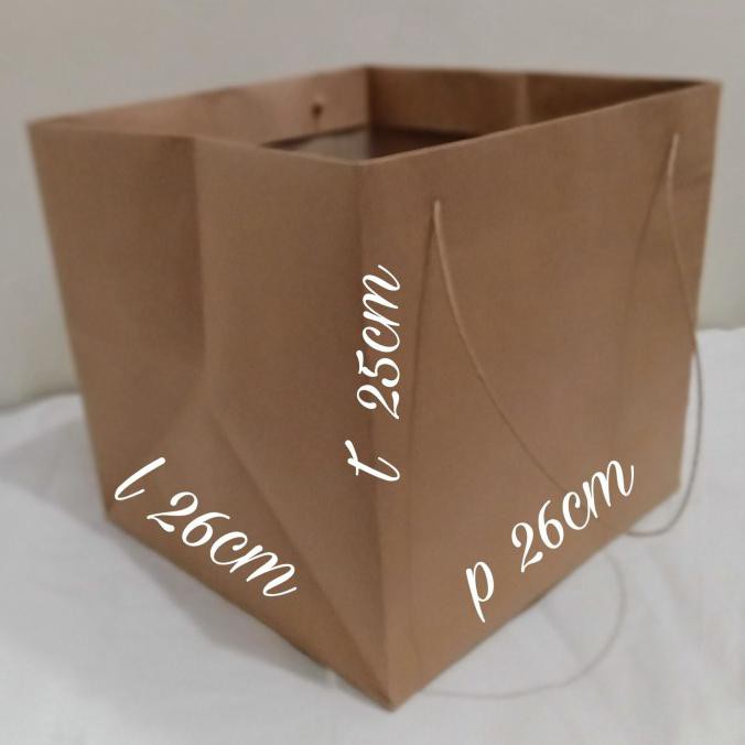 

Monggo] Tas Kertas Polos Paperbag Uk 26X26X25Cm