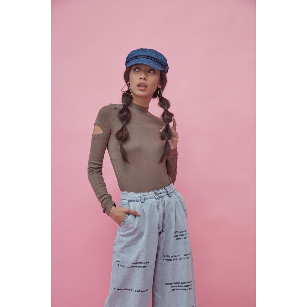 Peach Poppy Alexa Top - Atasan Wanita Basic Fit Body Rajut Lengan Panjang All Size