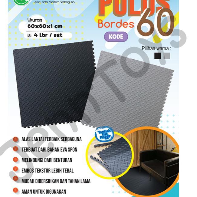 7EC JennToys Evamat Matras Tikar Karpet Puzzle Alas Lantai Bordes 60x60cm - Abu-abu 