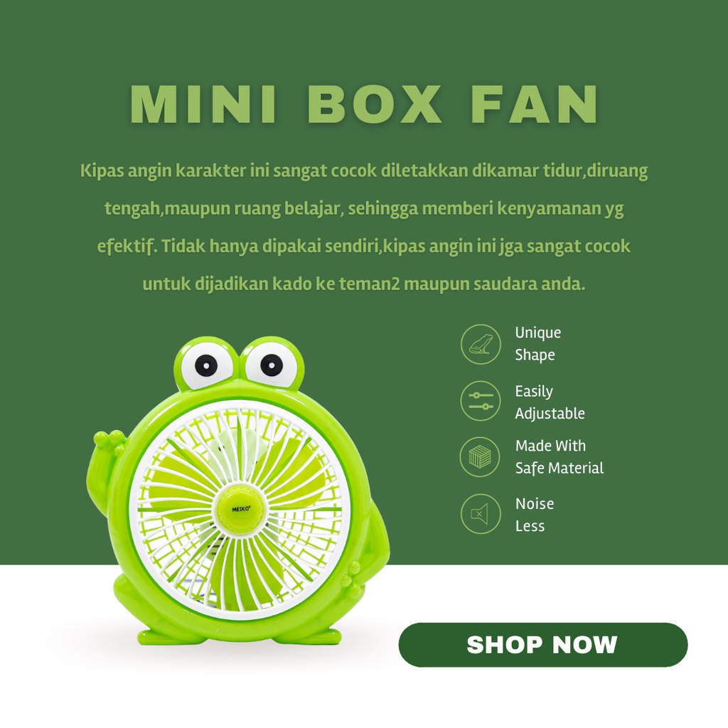 ITSOK Kipas Angin Karakter Kecil 8 in/Portable Mini Box Fan Character 8 inch KipasAngin Termurah SNI