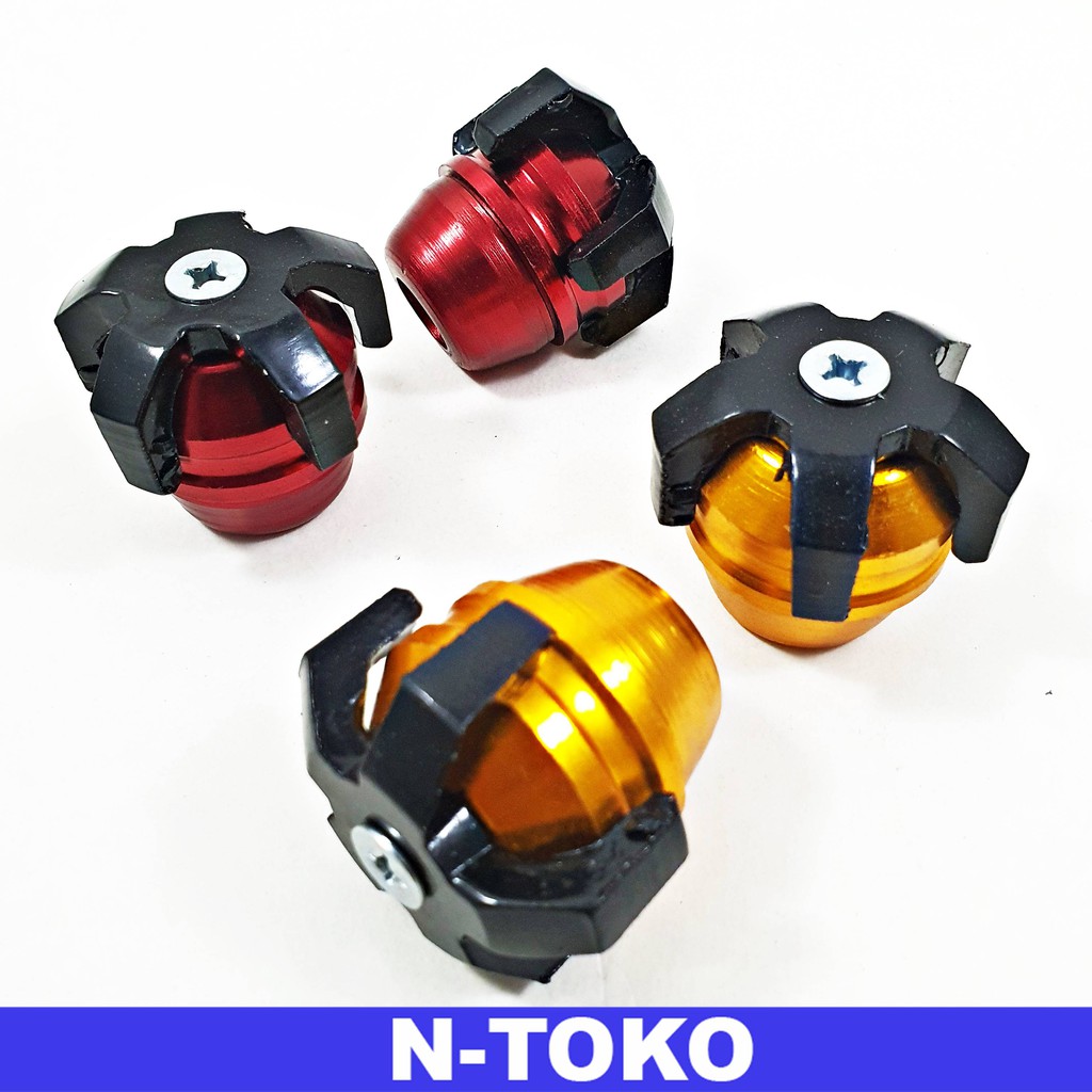 Tutup Jalu As Roda Motor Besi CNC Model Pearl Universal Merah Gold