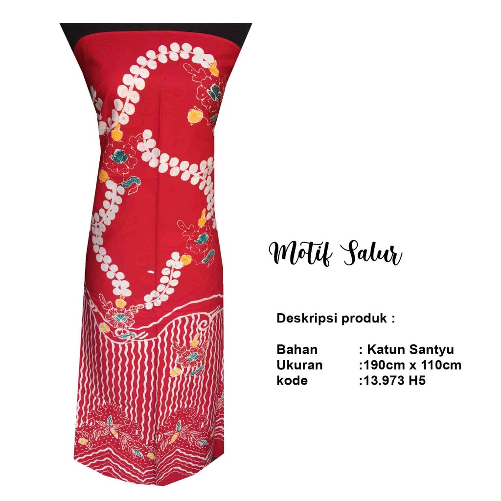 Kain Batik Tulis Madura Motif Salur Warna Merah
