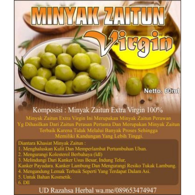 Minyak Zaitun Virgin (bisa untuk diminum)