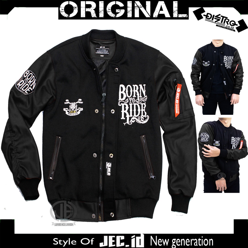 Jaket Bomber Baseball Karlit Varsity  Full Hitam To Ride Distro JEC ID