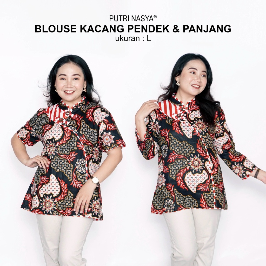 Blouse Big Size Wanita Atasan Batik Jumbo LD 140 Pakaian Atasan Model Blus Jumbo Seragam Kerja Batik / Pakaian Kekinian L-XL-2L-3L-4L-5L-6L-7L / Blus Kantor Wanita