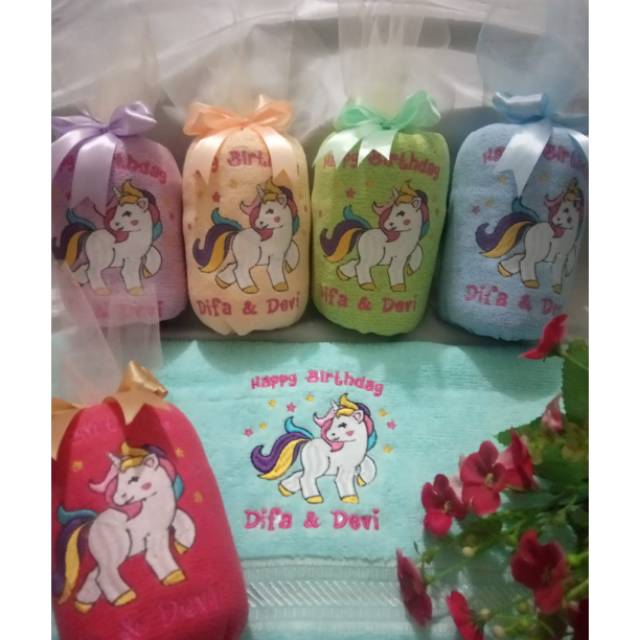 MH Souvenir Handuk Bordir Custom  Lahiran | Ultah | Aqiqah | Tedak Siten | Packing Tile TERMURAH