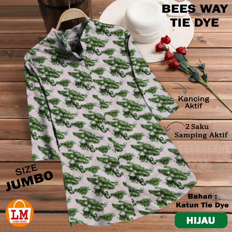 TERMURAH TERLARIS [ COD &amp; Gratis Ongkir ] Baju Atasan Blouse Wanita JUMBO TUNIK BEES WAY TIE DYE Katun Big Size Over Size TERBARU LMS 25647