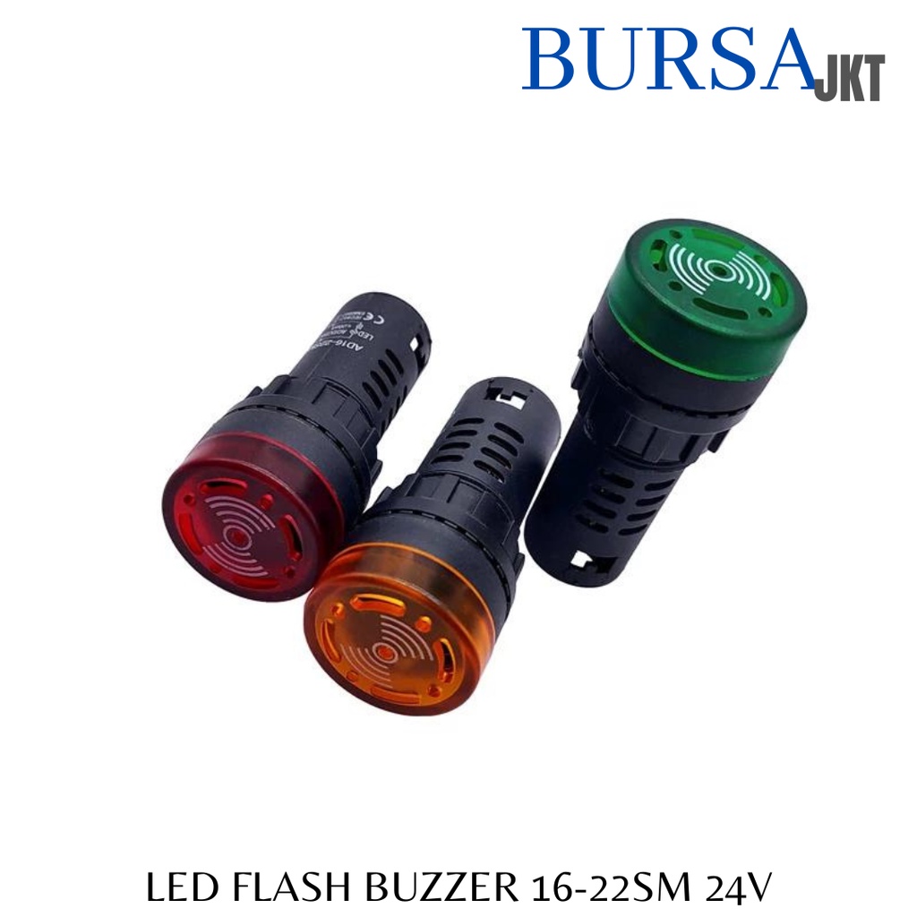 LAMPU FLASH BUZZER LED PILOT BEEPER ALARM SIGNAL AD 16-22SM 24V