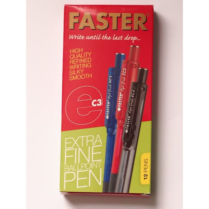 

MURAH Ballpoint/ Pulpen Faster EC3 ,0.7mm isi 12 pcs -black