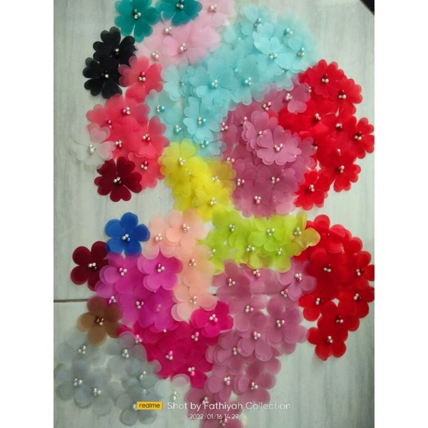 APLIKASI BUNGA SOLDER ORGANZA 3D