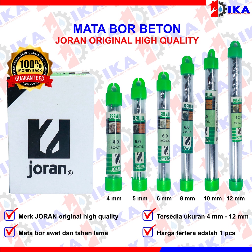 BOR BETON,  MATA BOR BETON JORAN SIZE 4 5 6 8 10 12 MM TEMBOK KUAT OBENG KUALITAS BAGUS TEBAL TAJAM Mata Bor Hole Saw Lubang Tembok Beton Hole Saw Hollow Core Hole Saw Pelubang Beton Tembok Pipa