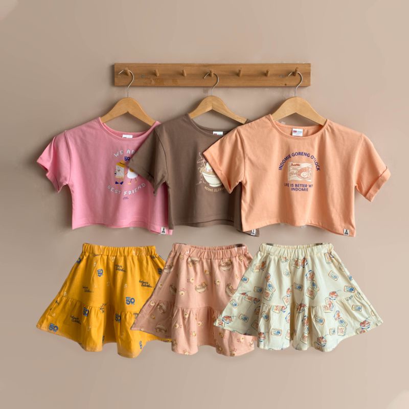 BOHOPANNA - EMILY TOP DAN EMILY SKIRT INDOMIE - ROK ANAK - ATASAN ANAK - BAJU ANAK - KAOS ANAK - CROP ANAK